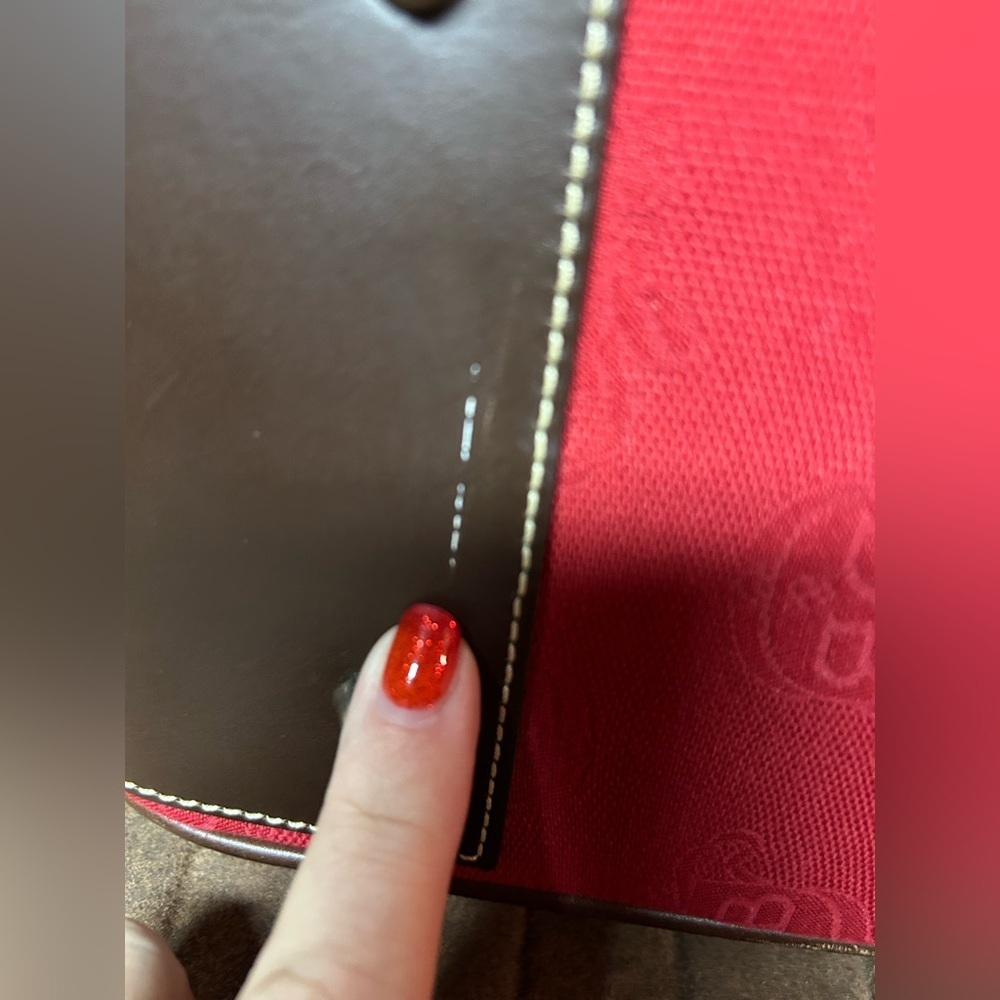 Dooney & Bourke Vintage Double Handle-Tote Satchel Donegal Crest Red-Brown Bag - Picture 17 of 17